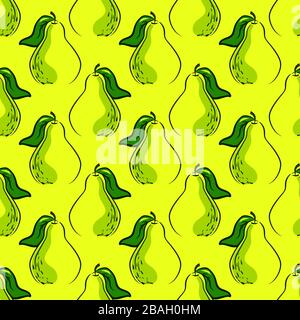 Pear pattern, illustration, vector on white background Stock Vector