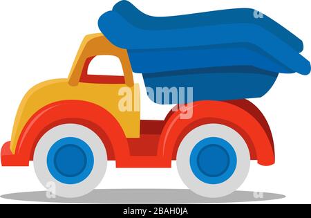 Toy truck, illustration, vector on white background Stock Vector