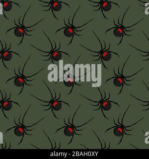 Black widow spiders, illustration, vector on white background Stock Vector