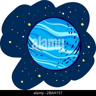 Uranus planet, illustration, vector on white background Stock Vector