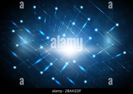 Abstract glowing blue tech circuit board lines futuristic background ...