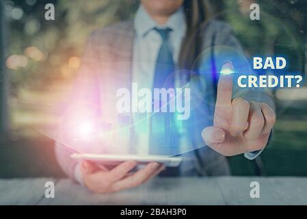 Writing note showing Bad Creditquestion. Business concept for inability ...
