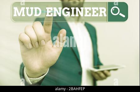 Word writing text Mud Engineer. Business photo showcasing liable for making mixture of fluids used in drilling process Stock Photo
