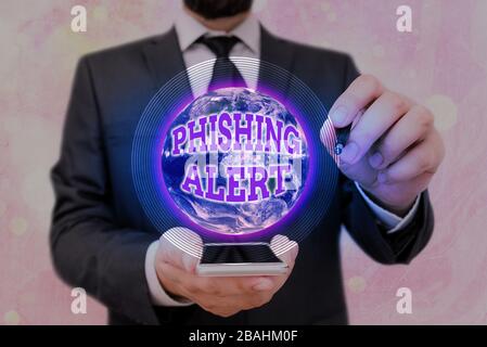Handwriting text Phishing Alert. Conceptual photo aware to fraudulent attempt to obtain sensitive information Elements of this image furnished by NASA Stock Photo