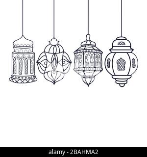 Ramadan celebration vintage engraved illustration, hand drawn Stock Vector