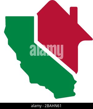 California real estate vector icon. Home and simple map of California. Branding idea, business card emblem. Stock Vector