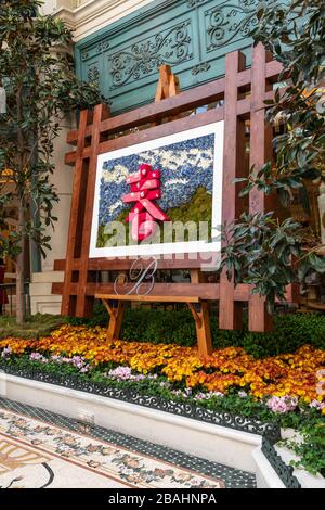 The indoor Conservatory & Botanical Gardens at the Bellagio Hotel and Casino complex along The Strip in Las Vegas, Nevada, USA. Stock Photo