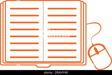 ebook connected mouse digital home education vector illustration line color style icon Stock Vector