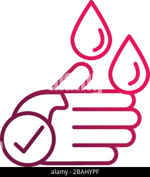 wash hands prevent spread of covid19 vector illustration gradient icon Stock Vector