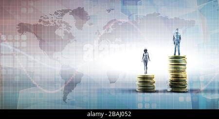 Gender Inequality for Salary Rights and Opportunities Stock Photo
