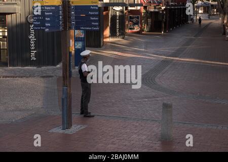 The first day of South Africa's 21 day national lockdown to contain the coronavirus pandemic witnessed a deserted Cape Town V&A Waterfront Stock Photo