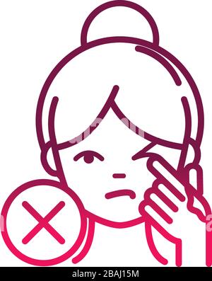 avoid touching eyes instructions to prevent the spread of covid-19 vector illustration gradient icon Stock Vector