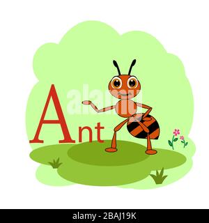 A word for ant animal alphabet illustration Stock Vector