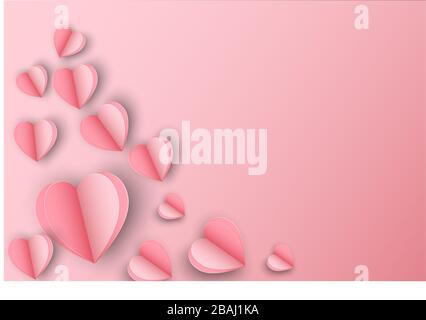 Beautiful pink hart poscard concept Stock Vector