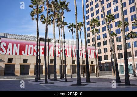 San Jose Museum of Art, located at Circle of Palms Plaza, in downtown San Jose, California, United States. The museum was founded in 1969. Stock Photo