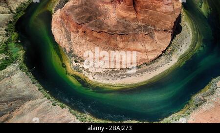 Panoramic sunset aerial view of Horseshoe Bend in Page, Arizona, USA. Stock Photo