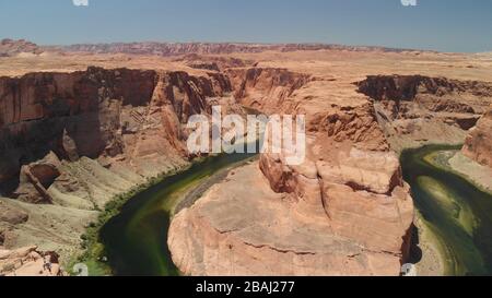 Panoramic sunset aerial view of Horseshoe Bend in Page, Arizona, USA. Stock Photo