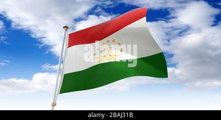 Tajikistan - waving flag - 3D illustration Stock Photo