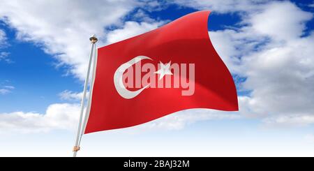 Turkey - waving flag - 3D illustration Stock Photo