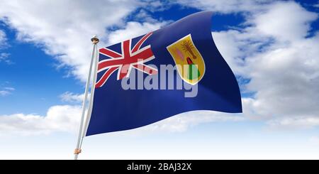 Turks and Caicos Islands - waving flag - 3D illustration Stock Photo