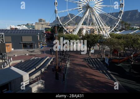 The first day of South Africa's 21 day national lockdown to contain the global coronavirus pandemic witnessed a deserted Cape Town Stock Photo