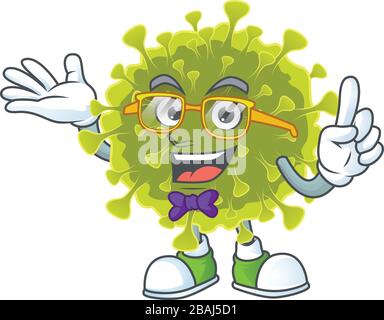 Super Funny global coronavirus outbreak in nerd mascot design style Stock Vector