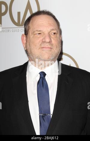 BEVERLY HILLS, CA - JANUARY 26: Harvey Weinstein arrive at the 24th Annual Producers Guild Awards at The Beverly Hilton Hotel on January 26, 2013 in Beverly Hills, California. People: Harvey Weinstein Stock Photo