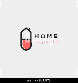 Home Capsule Logo Template Vector Design illustration Stock Vector