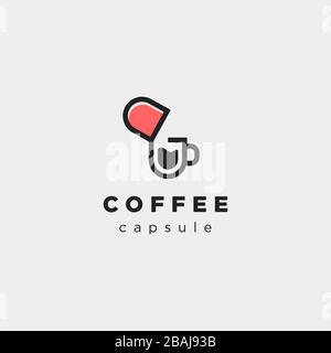 Capsule Coffee Cup logo template Vector design Stock Vector