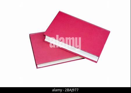 Side of two red books isolated on white background. Stock Photo