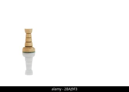 Close up photo of chess piece isolated on a white background. Wooden european style. Stock Photo