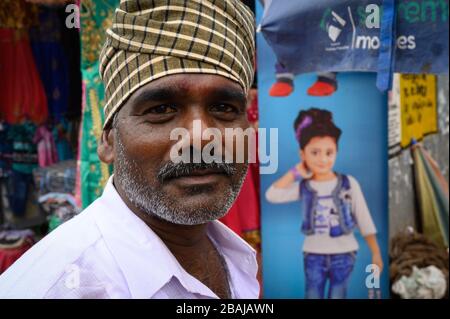 Portrait of a middle-aged man, Madurai, India Stock Photo