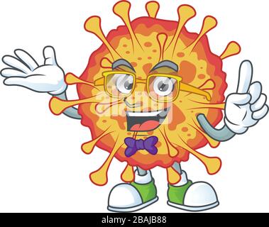 Super Funny epidemic COVID19 in nerd mascot design style Stock Vector