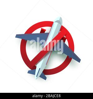 Stop coronavirus not travel and aviation. Novel Coronavirus 2019-nCoV , Virus Covid 19-NCP. Coronavirus disease prevention sign. Departure Ban. Vector Stock Vector