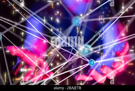 Abstract technology geometric and data Stock Photo