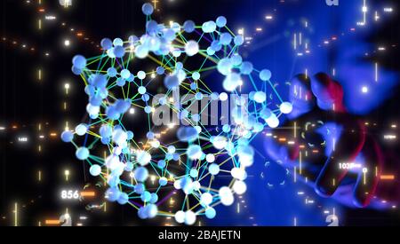 Big data visualization. Network connection structure Stock Photo
