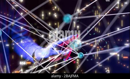 Abstract technology geometric and data Stock Photo