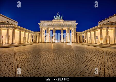 The illuminated Brandenburger Tor in Berlin at night Stock Photo