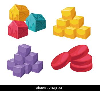 Square and circle shape of colorful object set on white vector Stock Vector