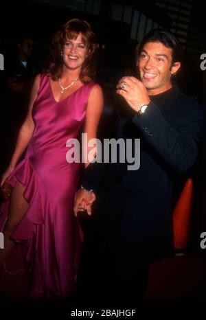 Westwood, California, USA 21st August 1995 Actress Melanie Griffith and actor Antonio Banderas attend Sony Pictures 'Desperado' Premiere on August 21, 1995 at Mann's National Theatre in Westwood, California, USA. Photo by Barry King/Alamy Stock Photo Stock Photo