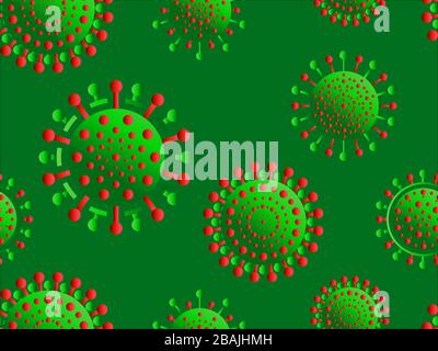 Coronavirus disease COVID-19. Virus cell seamless pattern. 2019-nCoV, middle east respiratory syndrome. Pandemic of coronavirus. Vector illustration Stock Vector