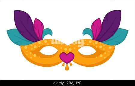 Masquerade disguise clothing attribute masque with feathers decor vector Stock Vector