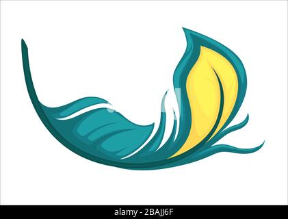 Tropical avian feather, peacock bird plumelet falling down Stock Vector