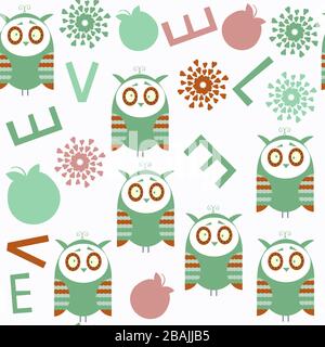 Abstract owls seamless pattern.It is located in swatch menu, vector Stock Vector