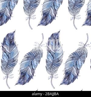 Feather seamless pattern. It is located in swatch menu, vector Stock Vector