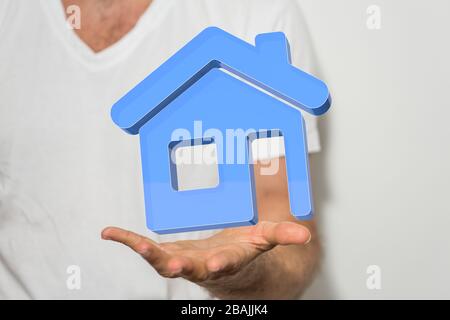 A House, Residential Structure, Human Hand. concept Stock Photo