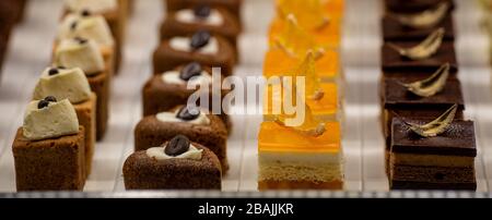 Tray of assorted pastries fresh from the pastry shop Stock Photo