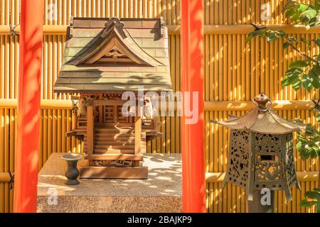 tokyo, japan - march 02 2020: Small massha shrine dedicated to Dakiniten Hinduist deity confused in Japan with the Inari fox deity at Shinjo-in temple Stock Photo