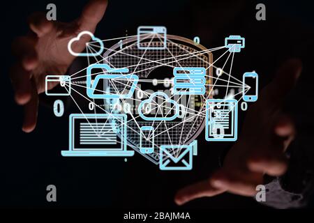 A Network concept with connecting dots and lines Stock Photo