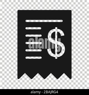 Money check icon in flat style. Checkbook vector illustration on white isolated background. Finance voucher business concept. Stock Vector